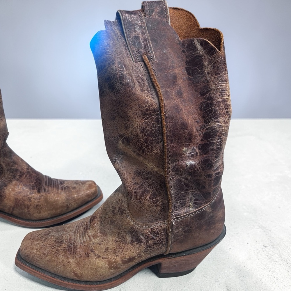 Justin Classic Distressed Brown Western Cowboy Boots - Picture 3 of 4